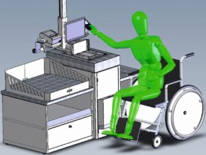 Skizze eines mit Rollstuhl zugänglichen Checkouts